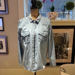 Light Blue Denim Button-Up Shirt
